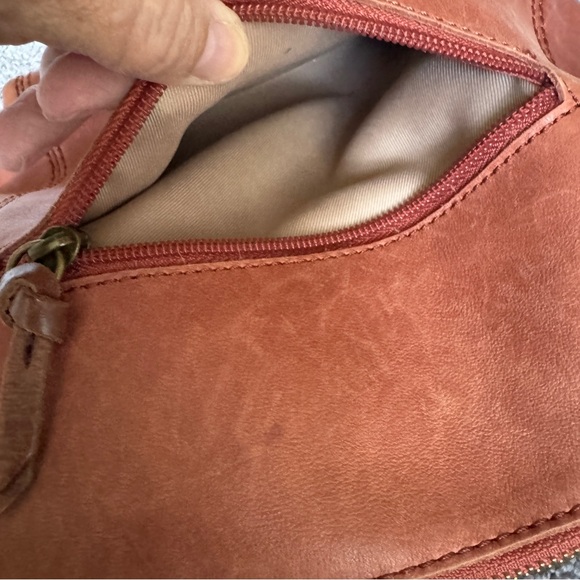 THE SAK Ashland Leather Crossbody Bag Brown Tasseled Zippers Adjustable Strap - Picture 9 of 15